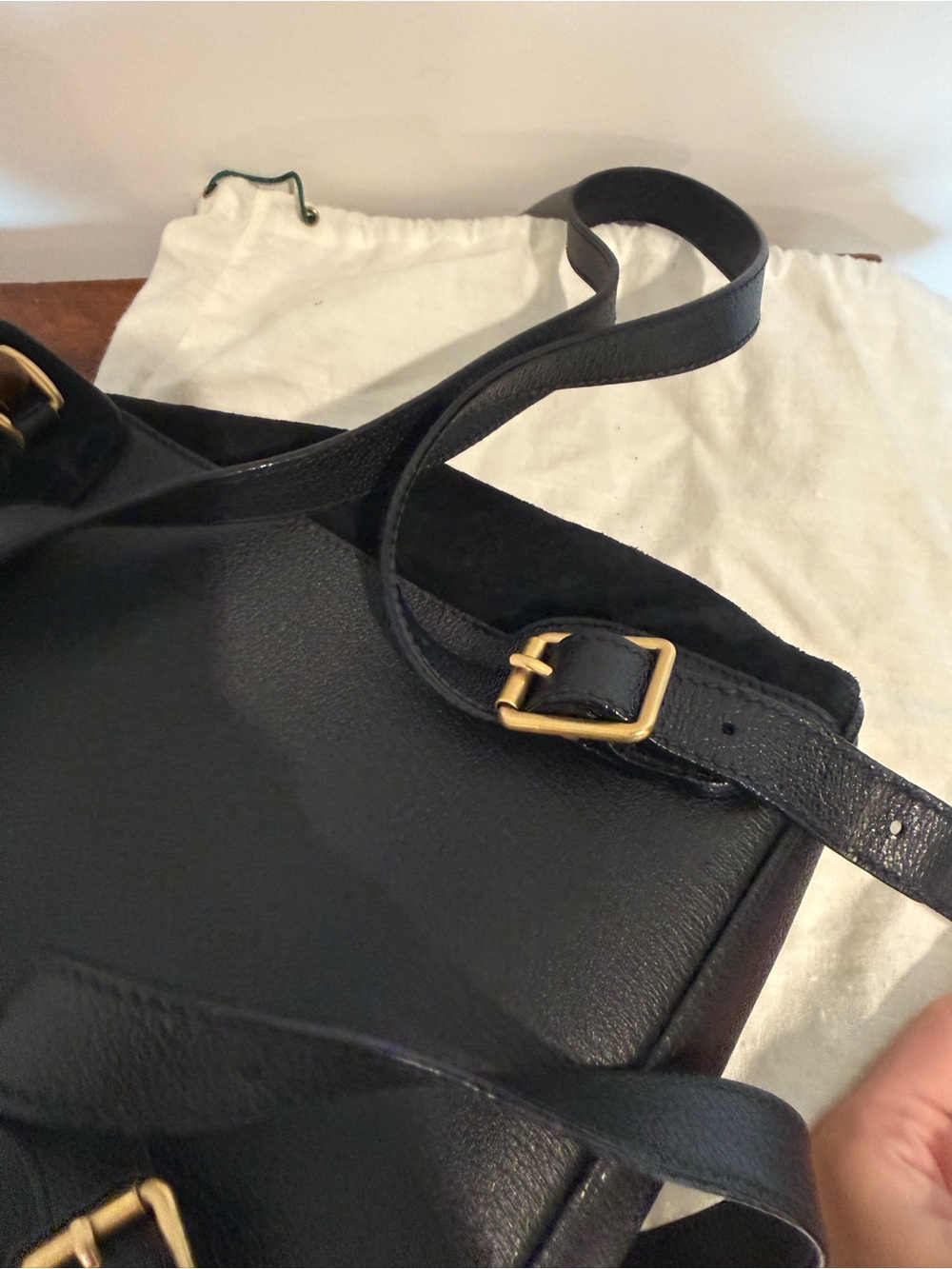 Gucci Black Suede Backpack with Bamboo Top Handle - Picture 5 of 9